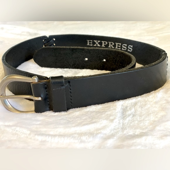 Express Accessories - 100% Italian Leather Vintage Express Brand Black Belt Size M